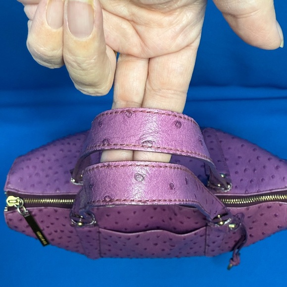 BRAHMIN LARGE TORI TOTE FIG NORMANDY OSTRICH EMBOSSED LEATHER PURPLE TYPE COLOR